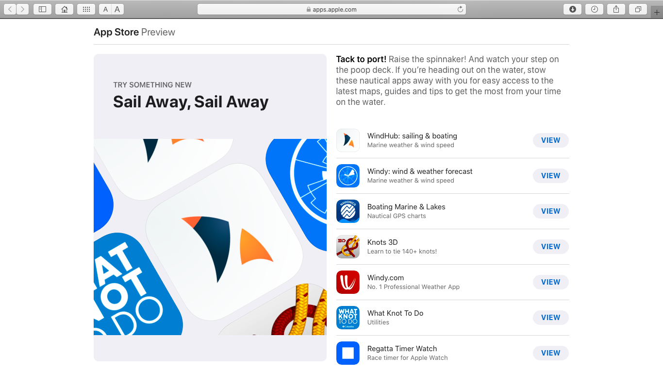 Apple editors chose Windy.app and Windhub for sailing